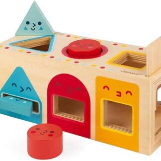 Janod Geometric Shapes 6 pc Wooden Sorting Box - Ages 12+ Months - J05330