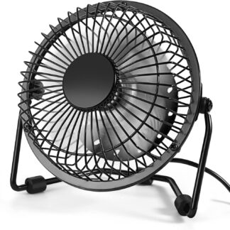 AMKEN Small Desk Fan, 4 Inch USB Fan Powered by USB, 360° Rotation - Small Fans for Bedroom, Office, Table - Ultra-quiet Personal Cooling Fan with Metal Construction